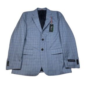 Tommy Hilfiger Modern-Fit Check Sport Coat Mens 40R 40 Blue Gray Conrad $295 NEW